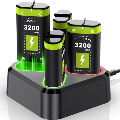 4x3200mAh Xbox Controller Battery Packs, Compatible with Xbox Series X/Xbox Series S/Xbox One/Xbox One S/X/Elite Controller, Rechargeable Battery kit with Station & Type-C Cable