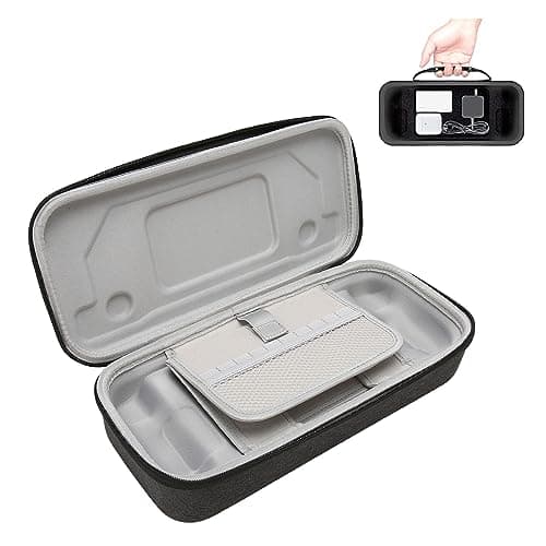 Annadue Hard Carrying Case for Steam Deck Console and Accessories, Dark Gray, with Handle, Built-in SD Card Slot and Stand, Travel Storage Bag