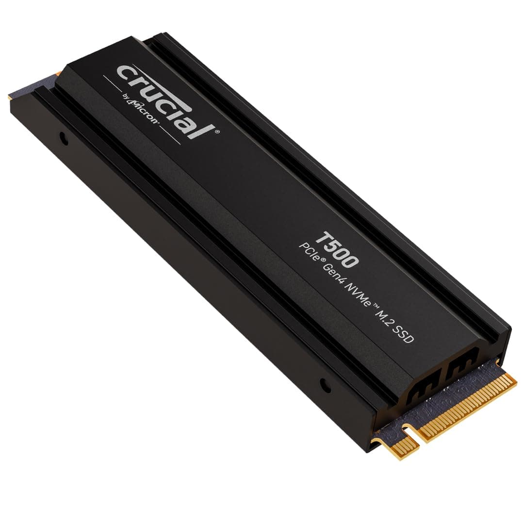 Crucial T500 2TB SSD PCIe Gen4 NVMe M.2 with Heatsink, Up to 7400MB/s, Compatible with PlayStation 5, TLC NAND, Desktop PC, Solid State Drive - CT2000T500SSD5