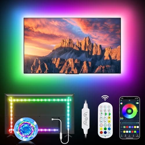 Daymeet TV Lights, 9.8FT TV Led Lights for 32-43 inch TV Behind RGB Music Sync TV Lights Rainbow Color Changing with Remote APP Control USB Led Strip Lights for Room Gaming Decor