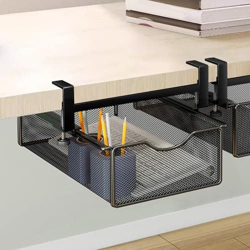 Metal Mesh Under Desk Drawers Storage , Hidden Desk Organiser Under Shelf