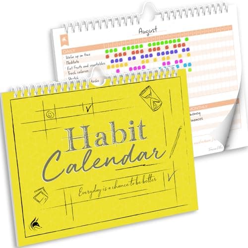 Clever Fox Habit Tracker Calendar, 24-Month Daily Goal Journal Yellow