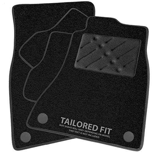 Car Mats to fit Nissan Leaf (WITH HANDBRAKE PEDAL) [E] (2018 -) Black Carpet with Black Ribbed Trim & Black Durable Rectangle Heel Pad [2257]