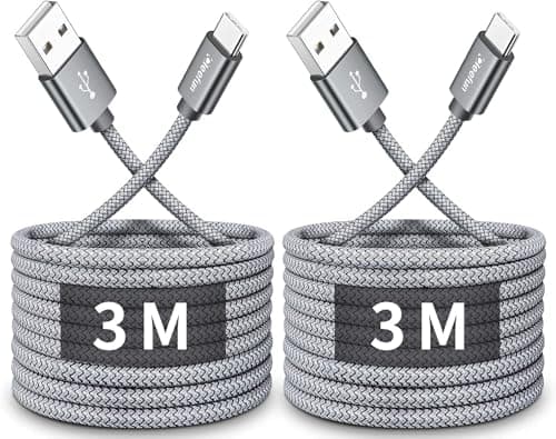 CLEEFUN 3M USB C Cable (2-Pack), Long PS5 Controller Charger Fast Charging