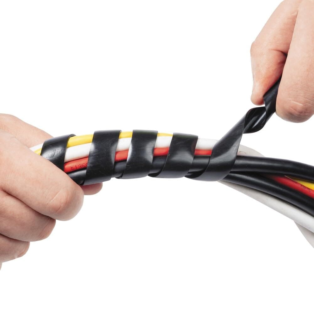 D-Line Cable Spiral Wrap, Cable Management Solution to Organize Bundles of Cords 0.4" - 1.57", Wire Sleeve for Cord Protection - 8.2ft Length (Black)