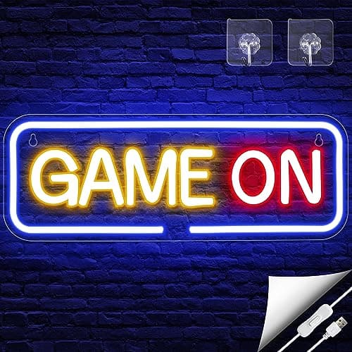 Game on Neon Signs, Arrinew Gaming LED Sign Wall Decor, Colorful Neon Lights powered by USB, Gamer Gifts for Teen Boys Bedroom, Gamer Room, Man Cave, Party Supplies(15.7x 5.7inch)
