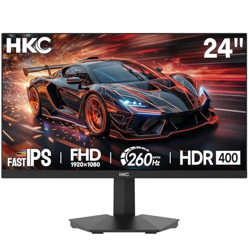 HKC 24 inch Gaming Monitor,240hz UP To 260Hz,Fast IPS,1ms MPRT,FHD 1080P,HDR400,90% DCI-P3, Low Blue Light, HDMI & DP Ports,Black