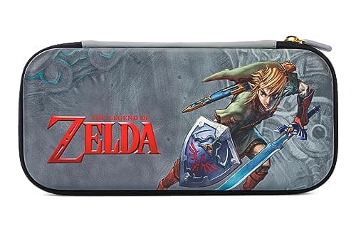 PowerA Slim Case for Nintendo Switch, Switch Lite & OLED Model, Protective Pouch with 10 Game Cards Storage and Built-in Play Stand, Official: Zelda; Intrepid Link
