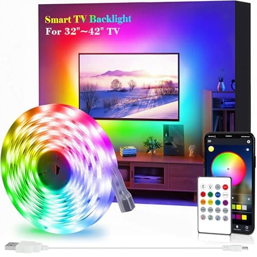 SANSUN LED Strip Lights for TV/Monitor Backlight APP and Remote Controlled, DIY Colors for Gaming Lights, Ambient Lighting Kit (2m for 32"-42" TV)
