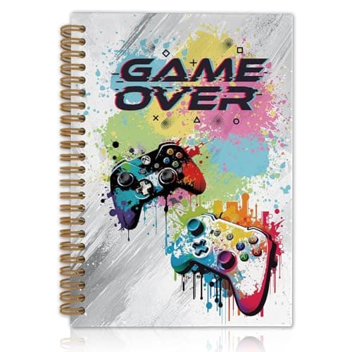 Clyrax Game Themed A5 Spiral Notebook, 80 Pages Ring Bound Notepad, Gamer Gifts for Boys, 40 Sheets Lined Journal for Kids Diary, Study, School, Notebooks for Gamers, Spiral Notebook for Gaming Fans