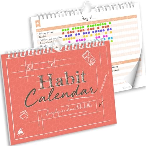 Clever Fox Habit Tracker Calendar, 24-Month Daily Goal Journal Pink