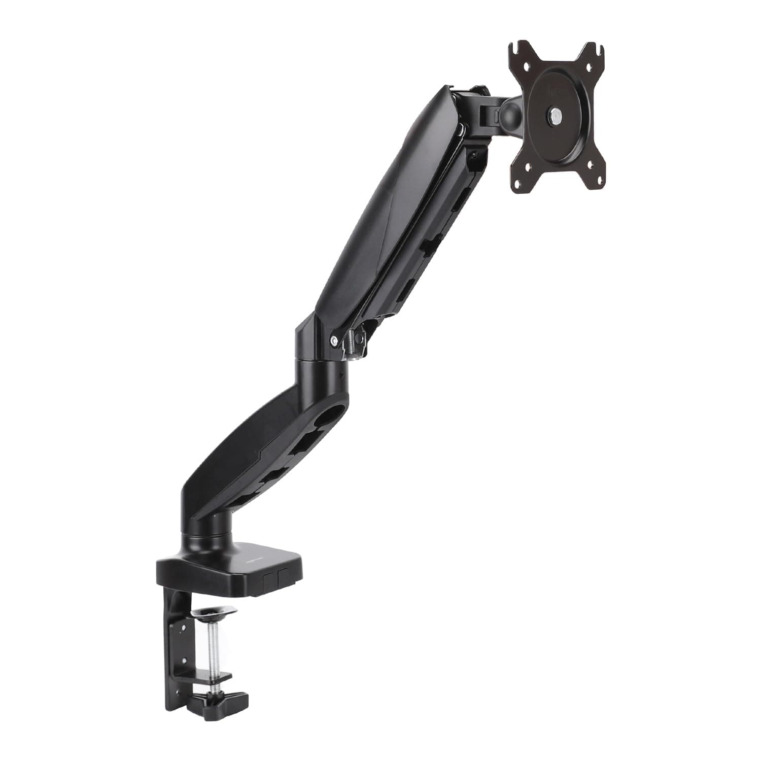Amazon Basics Gas Spring Single Monitor Arm Desk Mount, Adjustable Tension, Fits 38.1–68.6 cm Monitors, Supports 2 –7 kg, VESA 75x75/100x100, Black