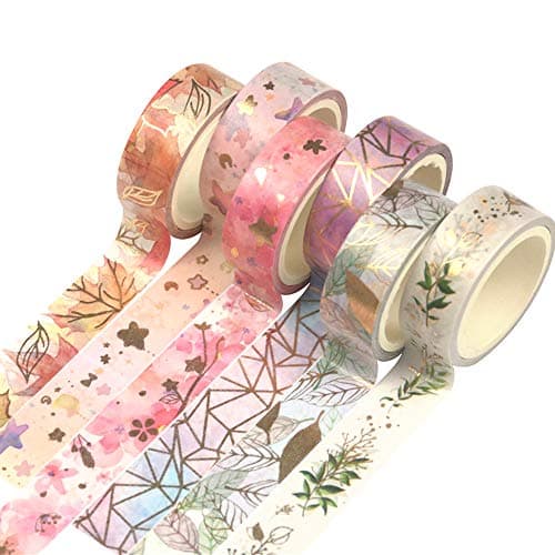Yubbaex Washi Tape Set Decorative Tape Craft Supplies for DIY, Bullet Journal, Craft, Gift Wrapping, Scrapbooking (Fromantic 6 Rolls)