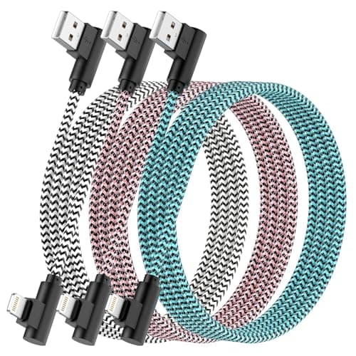 Quickeep iPhone Charger Cable 2M,3Pack 90 Degree Fast Charging iPhone Cable