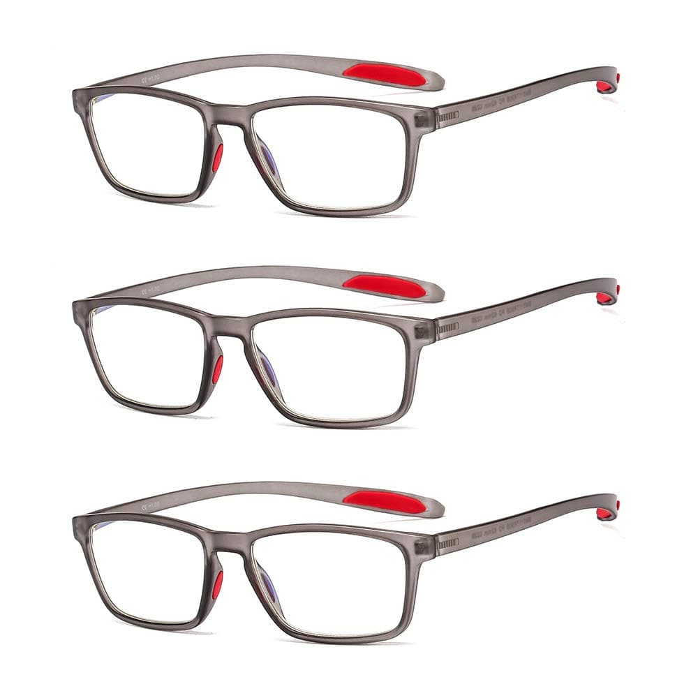 Suertree 3 Pack Blue Light Blocking Computer Reading Glasses, Rectangle TR90 Smooth Surface Frame Readers Spring Hinges Anti Eyestrain Gaming Glasses Unisex Schwarz 1.50x