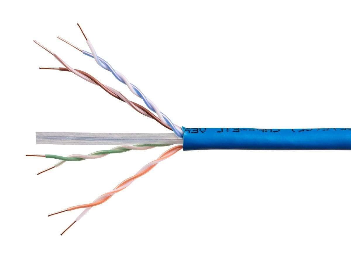 Monoprice Cat6A Ethernet Bulk Cable - Solid, 550Mhz, UTP, CMP, Plenum, Pure Bare Copper Wire, 10G, 23AWG, 1000 Feet, Blue - Entegrade Series