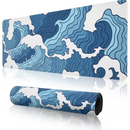 Japanese Blue and White Wave Mousepad Non-Slip Rubber Gaming Mouse Pad Mouse Pads for Computers Laptop 11.8 X 31.5 in
