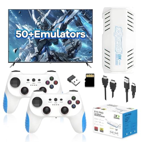 X10 Pro Retro Games Console 4k, Game Stick Compatible with 50+ Emulators, Plug and Play Retro Gaming Console for TV with 2 x 2.4GHz Gaming Controllers, Ideal for Family & Friends Entertainment (128G)