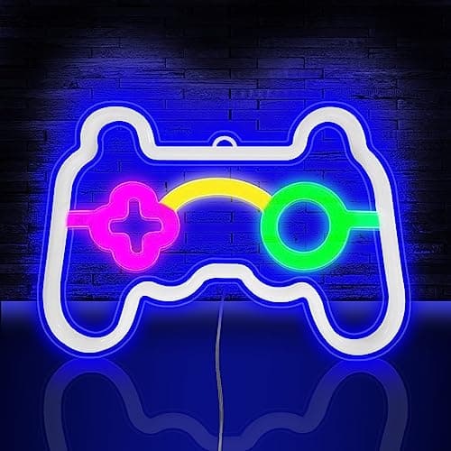 HOTUT Game Neon Sign, Neon Light Gaming LED Lights, Non-Dimmable Blue Light LED Neon Wall Light Signs, USB/Battery Powered Neon Light, Neon Lamp for Bedroom Wall Decor(Battery not Included)