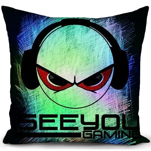HUASHUZI Cushion Cover Gaming Accessories Gitfs for Boys Gamer Room Bedroom I See You Gaming Throw Pillow Case Gamer Lovers Decor for Home Livingroom Couch Bed Sofa 18"x18"