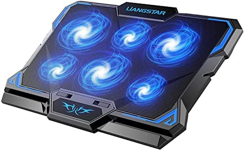 Laptop Cooling Pad, Laptop Cooler with 6 Quiet Led Fans for 15.6-17 Inch Laptop Cooling Fan Stand,Switch Control Fan Speed Function (Blue)