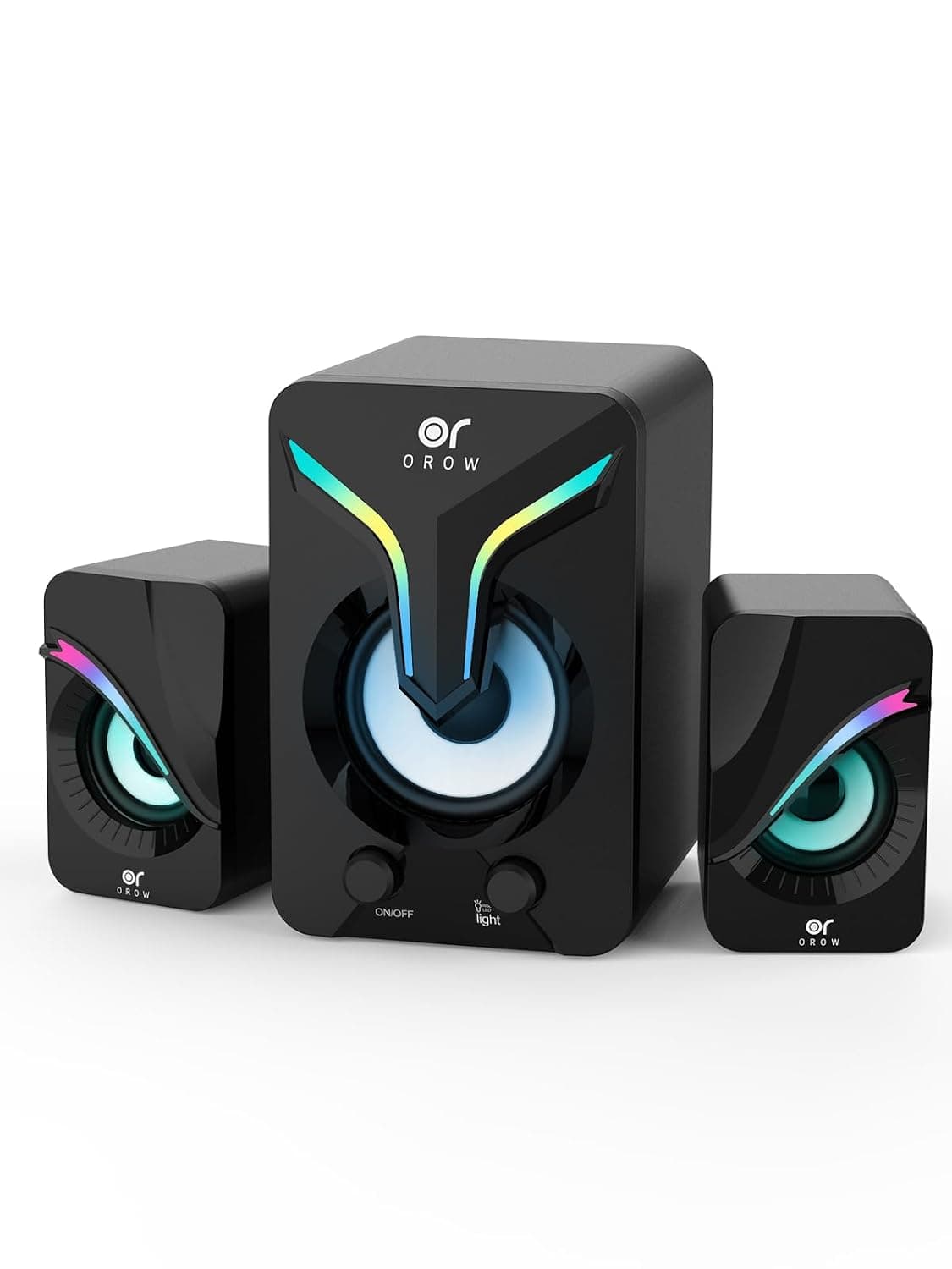 OROW Computer Speakers,PC Speakers with Subwoofer,2.1 Speakers for PC/Laptop/Monitor,Desktop Speaker with RGB Lights,11W RGB Gaming Speakers with Volume Control,3.5mm Aux,USB-Powered (S212)