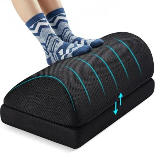 HUANUO Ergonomic Footrest Under Desk, Soft Foot Stool with Memory Foam, 2 Adjustable Height Footrest for Office Chair & Gaming Chair