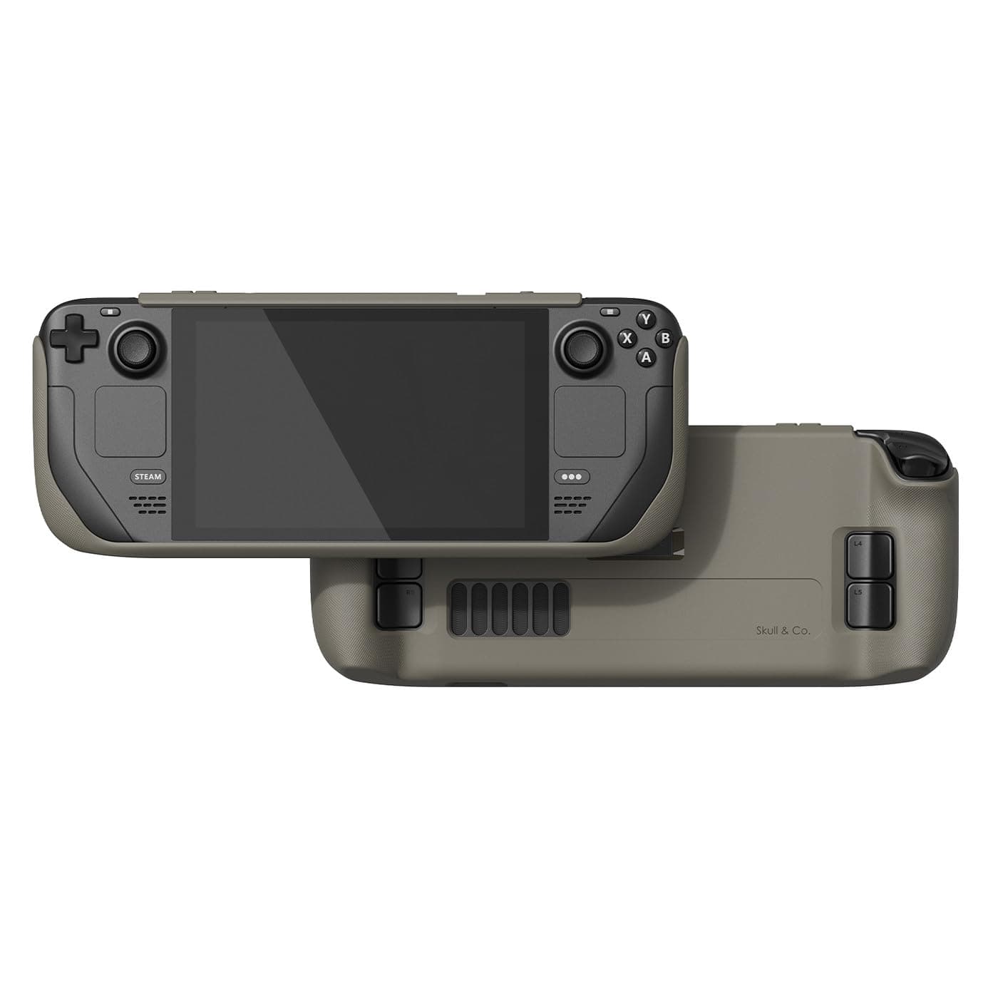 Skull & Co. GripCase SD for Steam Deck and Steam Deck OLED: A Soft Protective Case with Textured Grips Full Protection and Stand, Shock-Absorption Non-Slip and Anti-Scratch Cover Design - Coyote Gray