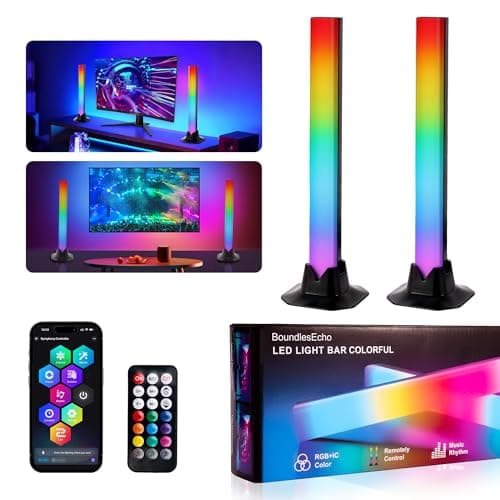 BoundlesEcho Smart RGBIC LED Light Bar, TV Ambient Background Lighting with App Control & Music Sync, Color-Changing Gaming Lamp for Desk, PC Monitor, Bedroom, and Home Décor