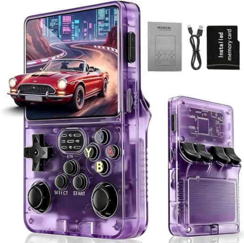 Handheld Retro Game Console, Support Massive Classic Video Games, Reliving the days of childhood, Portable Mini Gaming Console (Transparent Purple)