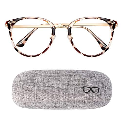 SUNTIRC Blue Light Blocking Glasses Computer Gaming Clear Frame Women Men Anti Blue Light Glasses Women Lightweight Computer Glasses Non-Prescription Lens Anti Glare anti Headache (Leopard, 1PCS)