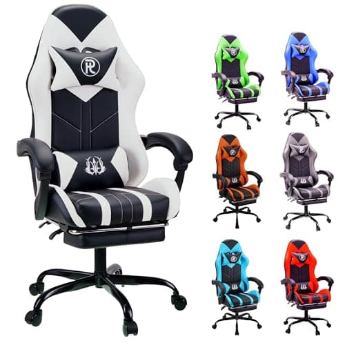 play haha Gaming Chair with Footrest & Lumbar Support,Reclining Swivel Chair,Ergonomic Gaming Chair for Adults, High-Back Racing Style,Adjustable Height with Headrest Pillow