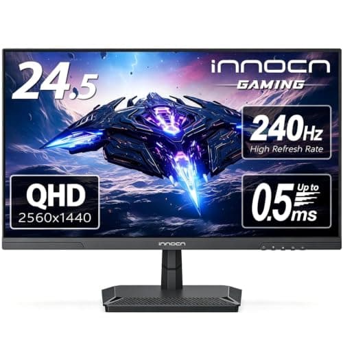 INNOCN 24.5" Gaming Monitor 1440p 240Hz QHD 2K PC Desktop Gaming Fast IPS HDMI 2.1 Display, DisplayPort, 1ms, Built-in Speaker, 25G2S