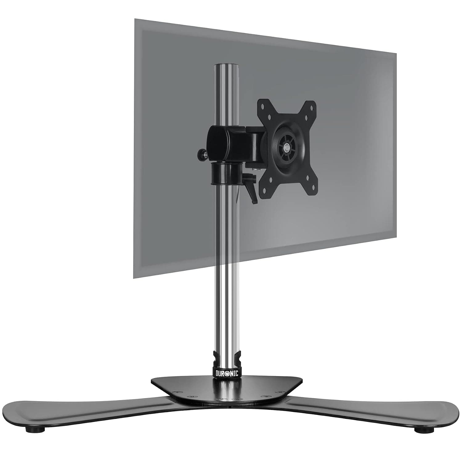 Duronic Computer Monitor Arms Stand DM751 Single Freestanding PC Arm Desk Mount Adjustable Stands for VESA 75/100 One 15-24 Inch LED LCD Screen 8kg Capacity Mounts Tilt -15/+15 Rotate 360 - Black | Suitable for screens up to 8 kg, tilt angle (-) 15°, LCD OLED display rotates 360°, height adjustable