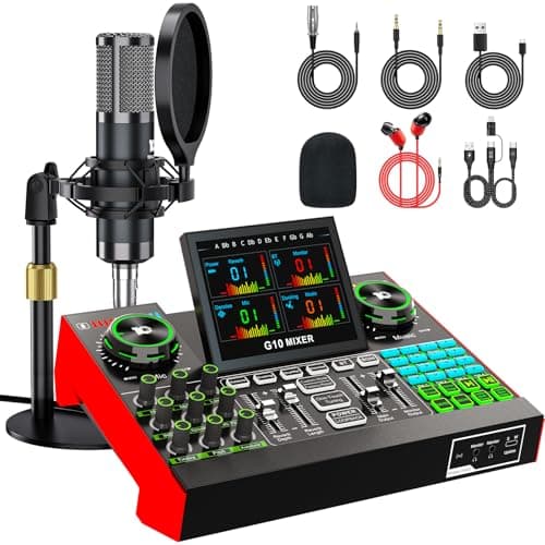 G10-P15 Audio Mixer Bundle with Microphone for Streaming & Podcast