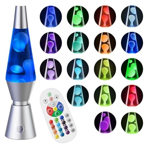 Soarling 14.5" Art Deco Liquid Motion Lamp, Remote Control 17 Colour Changing Night Light, Retro Mood Lamp for Bedroom Decor, Kids/Adults Gift for Christmas, Party (Silver)