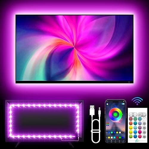 KANTUTOE TV Lights, 4m RGB LED Strip Lights for 32-55 Inch TV, Music Sync Bluetooth APP and Remote Control, USB Powered for Gaming/Bedroom