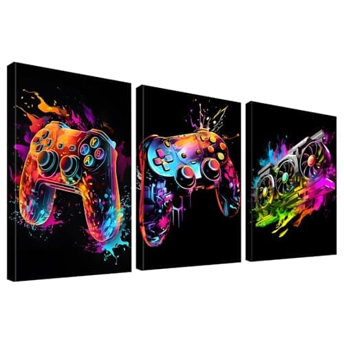 KiKiHong 3-Pcs Framed Gaming Wall Art,Gaming Bedroom Decor Gaming Pictures