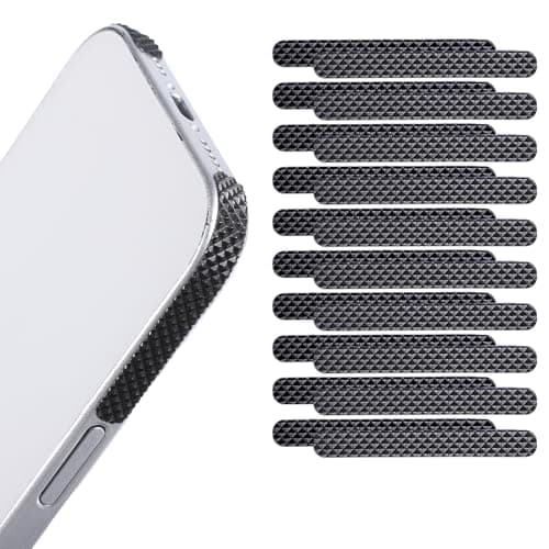 Ajcotahm 20 PCS Cell Phone Grip Tape, Black Non Slip Side Sticker Adhesive Grippy Bumper Frame Rubber Stickers for Phone Case Tablet Computer