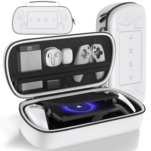 PS Portal Carry Case Compatible with Playstation Portal Remote Player, PS5 Portal Case with Zip Pocket for PS Portal Accessories, White PS5 Portal Storage Protection, Hard Travel Bag for PS Portal