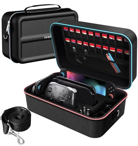 ivoler Carrying Storage All in One Case for Nintendo Switch 2, Portable Traveler Deluxe Carrying-All Protective Hard Messenger Bag Soft Lining Pouch 20 Games for Console & Accessories