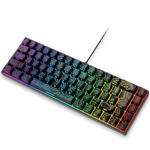 Snpurdiri 65% Gaming Keyboard, RGB Backlit Small Keyboard | Ultra-Compact 60 Percent Keyboard with Detachable USB-C Cable | UK Compatible US Layout | Contour Line Design for PC/Mac
