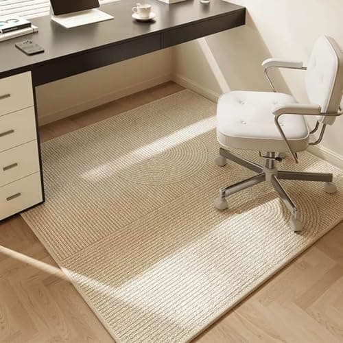 Surwin Floor Mat for Office Chair, Hardwood Floor Mat Rectangle Square Anti-Scratch Thick Office Chair Matt Rug with Non-Slip Rubber Bottom Under Desk Carpet Protector (Stripe,120x120cm)