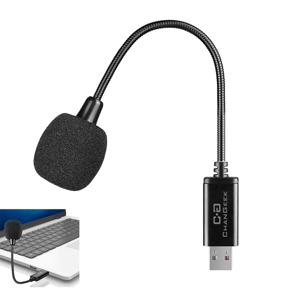 USB Microphone for Laptop & Desktop, Plug-n-Play, Built-in Sound Card | Small Mic with Gooseneck for Meetings and Home Office, Clear Audio, Compact Design, for Windows PCs, Mac & Raspberry