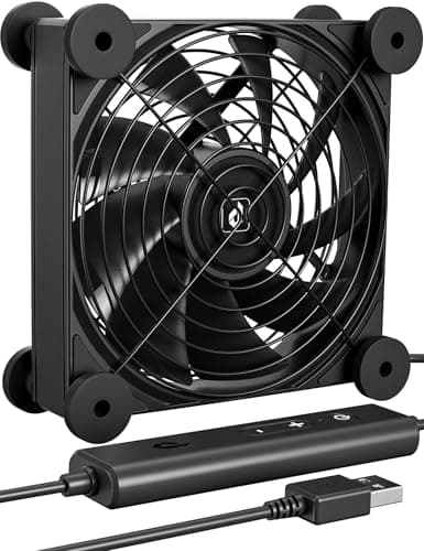 upHere gaming U3UK1 120mm USB Fan, DC 5V Quiet USB Computer Fan, 4 Adjustable Speed, Dual Ball Bearing 1600RPM USB Cooling Fan for Receiver DVR PS5 Xbox Computer Cabinet Cooling