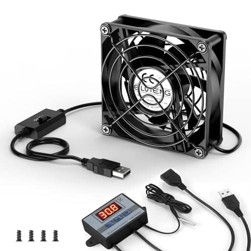ELUTENG USB Fan 80mm with Digital Temperature Controller, 5V Cooling Fans