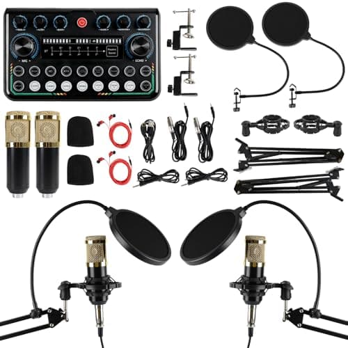 Podcast Equipment Bundle, Includes Audio Mixer and Dual Microphone