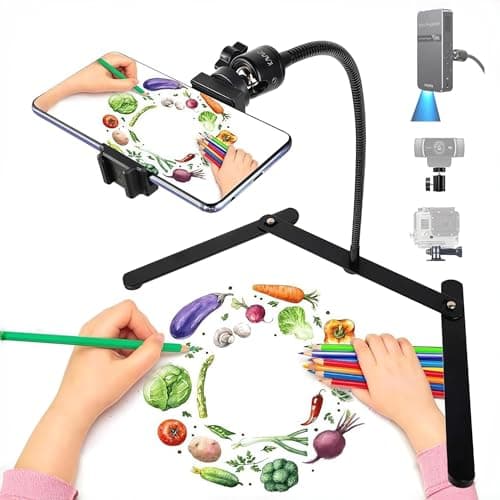 KAVAVO Adjustable Overhead Cellphone Holder,Tripod Phone Mount, Table Top Teaching Online Stand for Live Streaming and Online Video and Food Crafting Demo Drawing Sketching Recording.