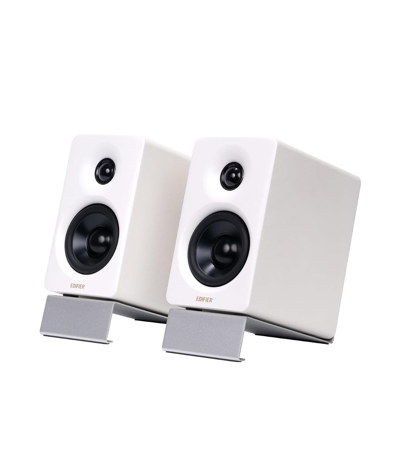 Edifier M60 Compact Desktop Speakers 2.0: Bluetooth 5.3, 66W RMS, Hi-Res Wireless Audio, LDAC, 3” Mid Bass & 1” Tweeter, USB-C/AUX Inputs, Multimedia Speaker with Stands for PC Gaming & Music – White