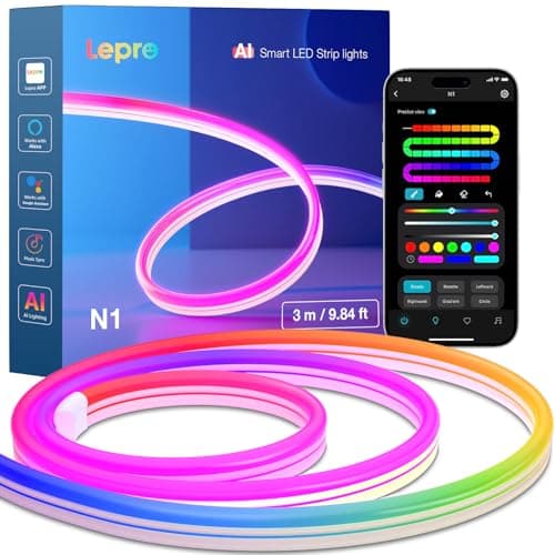 Lepro N1 AI Smart Neon Rope Light 3M RGB+IC, Spotless, IP65 Neon Lightstrip
